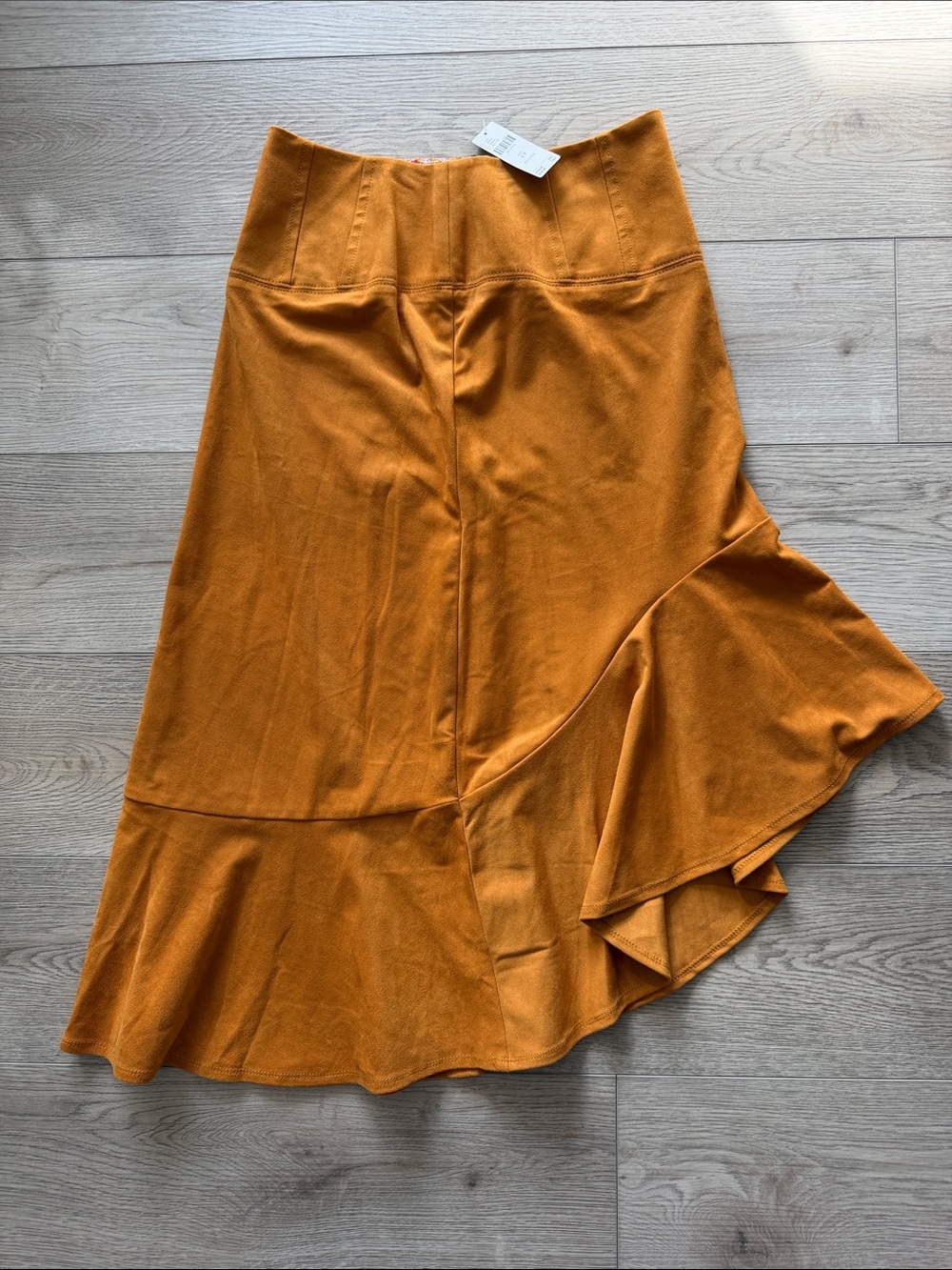 Maeve: Asymmetrical Ruffle Midi Skirt - Mustard